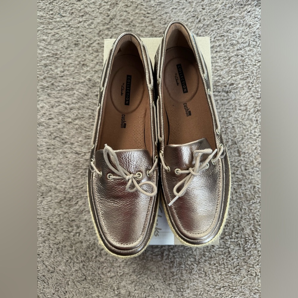 Clarks Gold Metallic Loafers